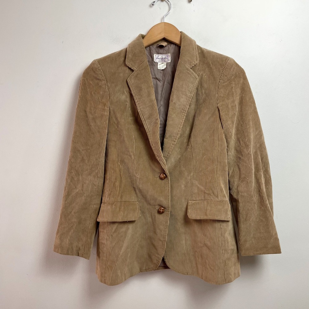 Tan Corduroy Blazer Jacket XS Cotton Vintage 70s Academia Preppy Old Money